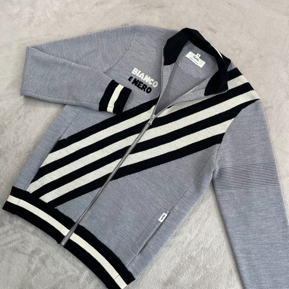 Rapha Balmamion Track Jacket Mens 3 Medium Grey Black 100% Wool Cycling NWOT